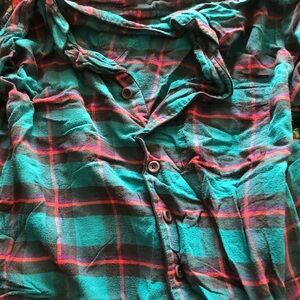 Plaid Button-Up Shirt - Green and Red